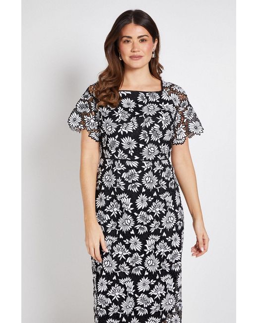 Wallis White Mono Lace Pencil Dress