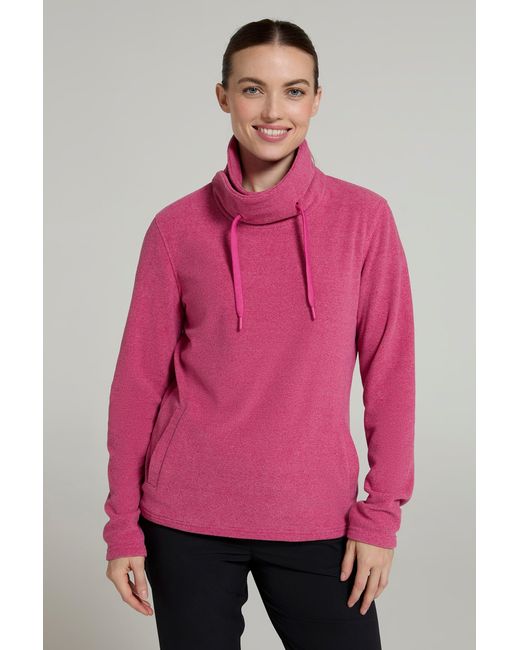 Mountain Warehouse Pink 'Hebridean' Cowl Neck Fleece Sweater With Front Pockets Breathable