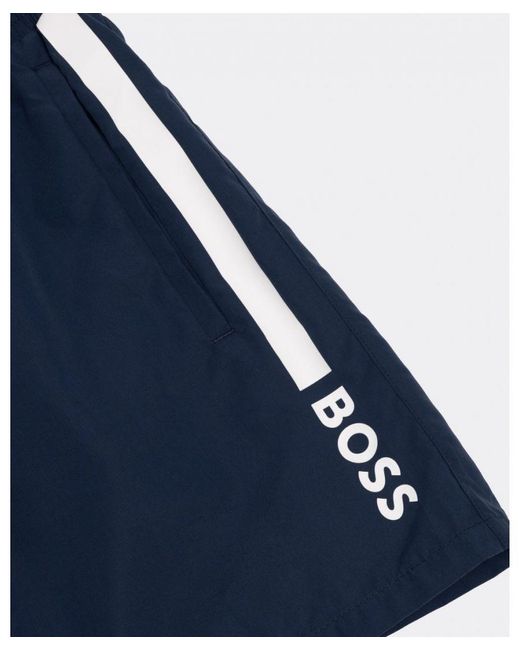 Boss Blue Boss Dolphin Nos Quick-Drying Swim Shorts With Stripe And Logo for men