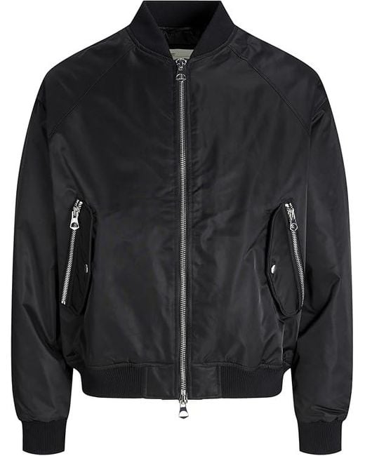 Jack & Jones Black Bomber Jacket Ribbed Cuff Heavy Duty for men