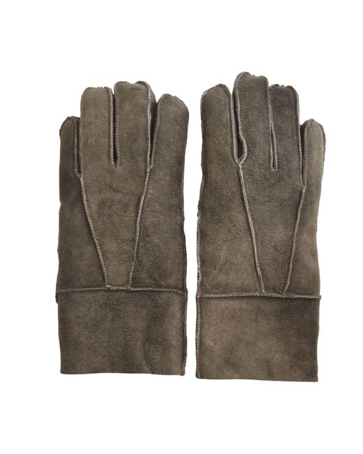 Infinity Leather Green Sheepskin Suede Gloves With Roll Up/Down Cuff