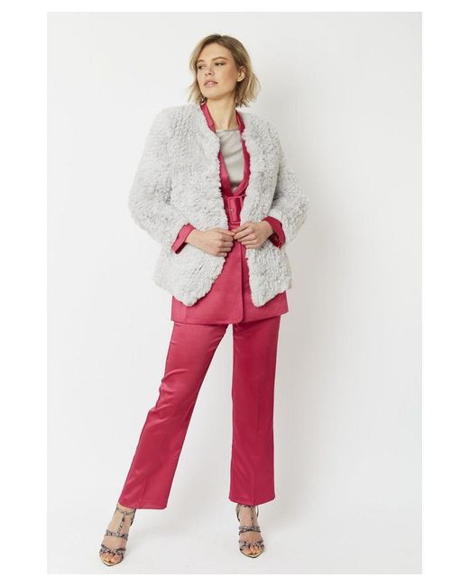 Jayley White Hand Knitted Faux Fur Jacket