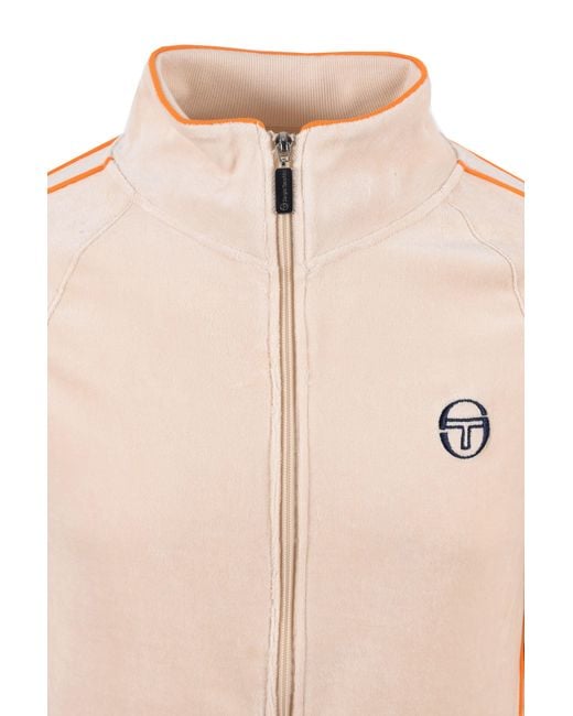 Sergio Tacchini Natural Tasso Velour Track Top Sandshell/ Pepper for men