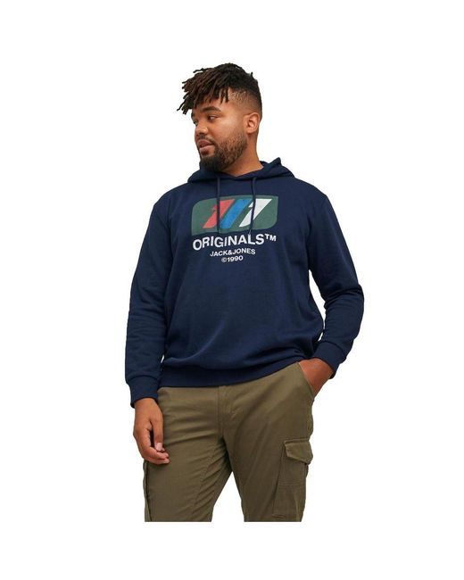 Jack & Jones Blue Plus Size Hoodie Big And Tall for men