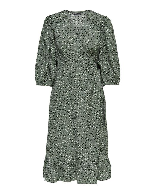 ONLY Green Wikkeljurk Onlolivia Met All Over Print En Volant Groen/Zwart
