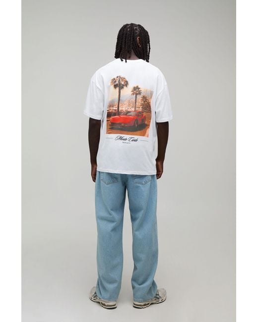 BoohooMAN White Oversized Monte Carlo Photographic Print T-Shirt Cotton for men