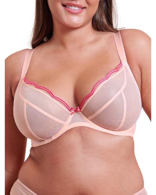 Curvy Kate Pink Lightstyle Scallop Sheer Plunge Bra