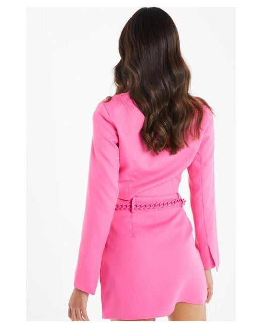 Quiz Pink Cropped Tailored Blazer