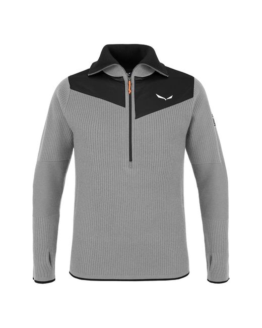 Salewa Gray Zip Neck Slim Fit Short Sleeve Sweater for men