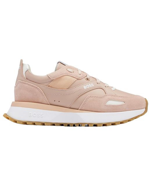 Boss Pink Ladies Leather Trainers (Light)