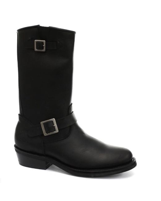 Grinders Black Smooth Sole Western Leather Boots-Rebel