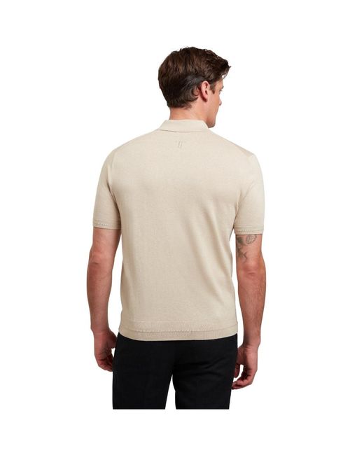 Ted Baker Natural Nickk Knitted Polo Shirt Silk for men