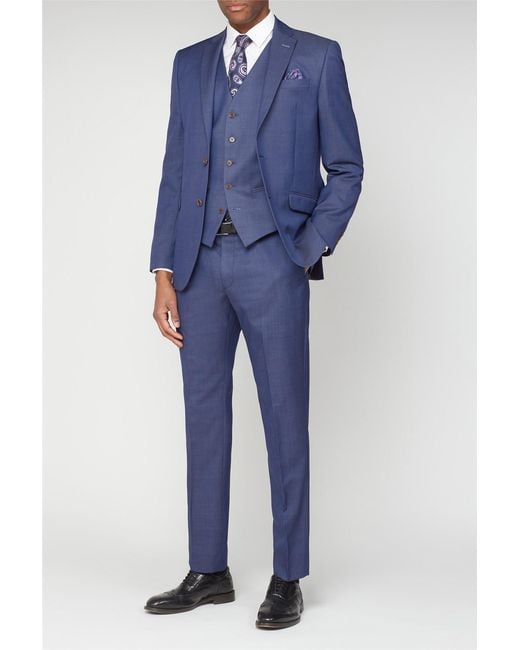 Scott Blue Long Sleeve Slim Fit Suit Jacket for men