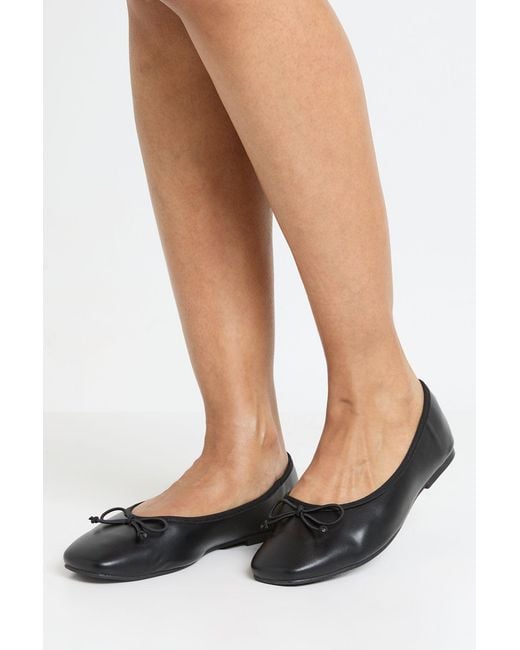 Boohoo Black Bow Detail Square Toe Ballet Flats