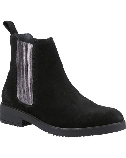 Hush Puppies Black Ladies Stella Leather Ankle Boots