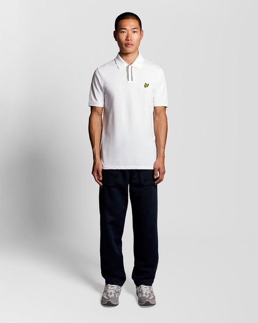 Lyle & Scott White Placket Tipped Polo Shirt for men