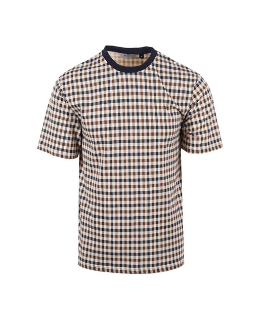 Aquascutum Brown Club Check T-Shirt for men