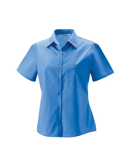 Russell Blue Collection /Ladies Poplin Easy-Care Short-Sleeved Formal Shirt (Corporate)