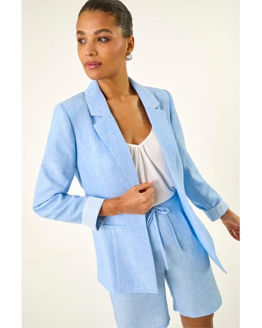 Roman Blue Textured Light Weight Blazer
