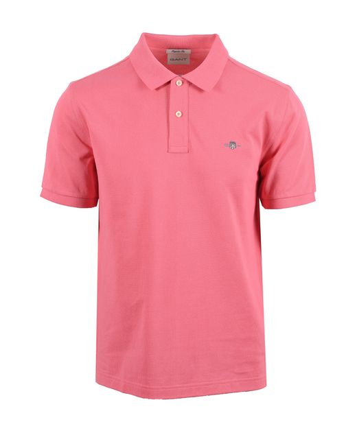 Gant Pink Reg Shield Ss Pique Polo Shirt Rose Cotton for men