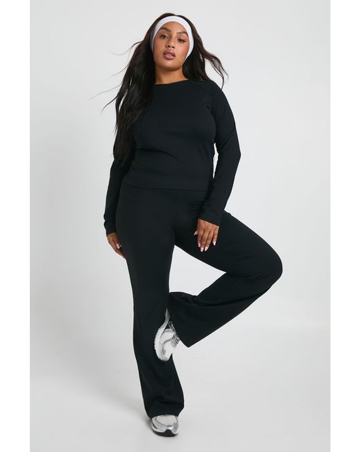 Boohoo Black Plus Super Soft High Waist Flared Legging