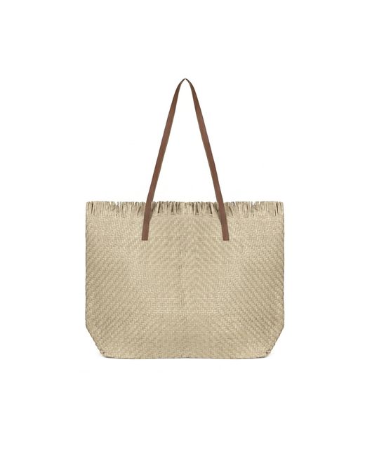 Woodland Leathers Natural Large Woven Straw Beach Bag