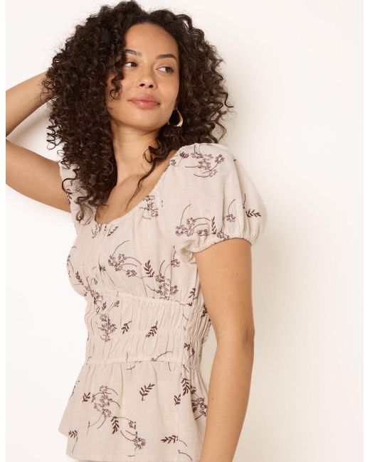 Blue Vanilla Natural Embroidery Peplum Blouse