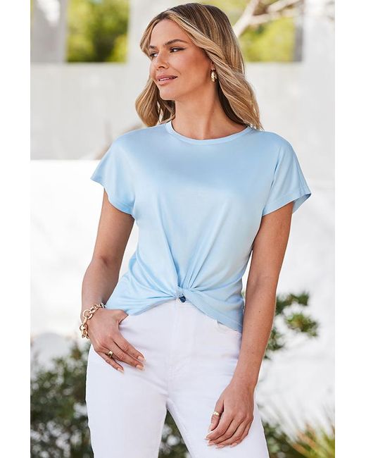 Sosandar Blue Knot Detail T Shirt