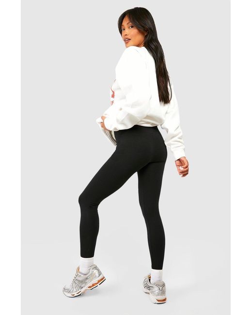 Boohoo White Thick Waistband Fleece Lined Seam Front Leggings