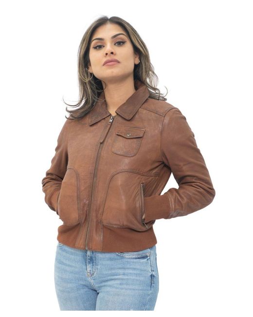 Infinity Leather Brown Ma-1 Varsity Jacket-Ann Arbor