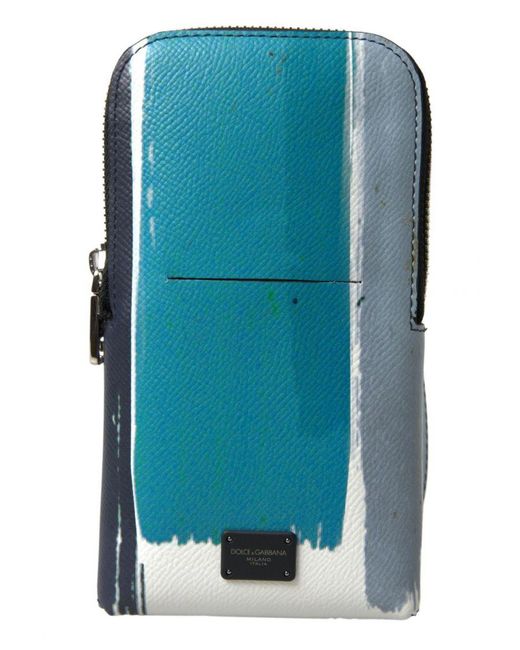 Dolce & Gabbana Blue Leather Crossbody Phone Bag for men