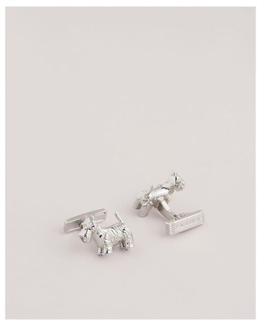 Ted Baker Natural Scottie Dog Cufflink And Lapel Pin Set for men
