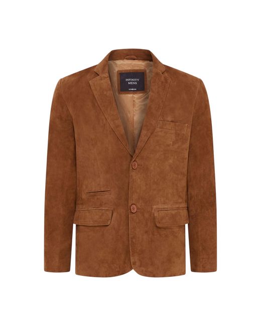 Infinity Leather Brown Italian Tan Suede Blazer Jacket for men
