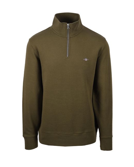 Gant Green Texture Half Zip Knitwear Juniper for men