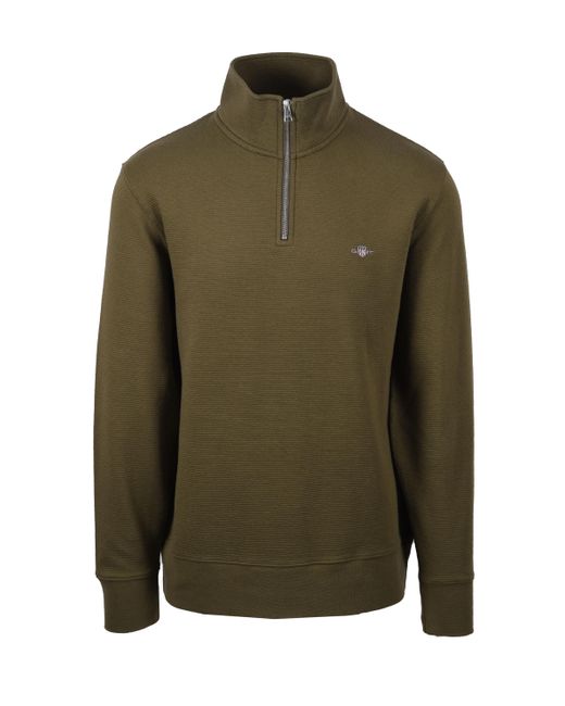 Gant Green Texture Half Zip Knitwear Juniper for men