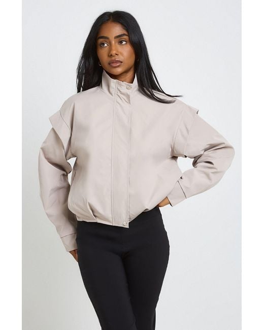Boohoo Natural Shoulder Detail Funnel Neck Jacket