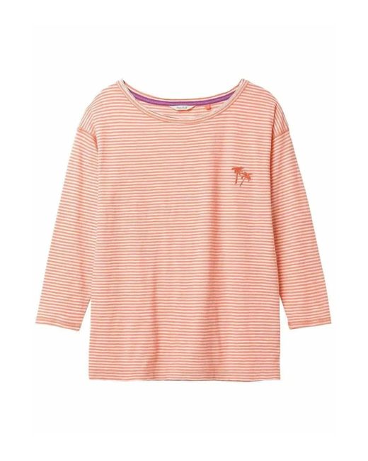 White Stuff Pink Striped Long Sleeve Top
