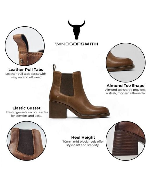 Windsor Smith Brown Classic Leather Platform Ankle Chelsea Boots
