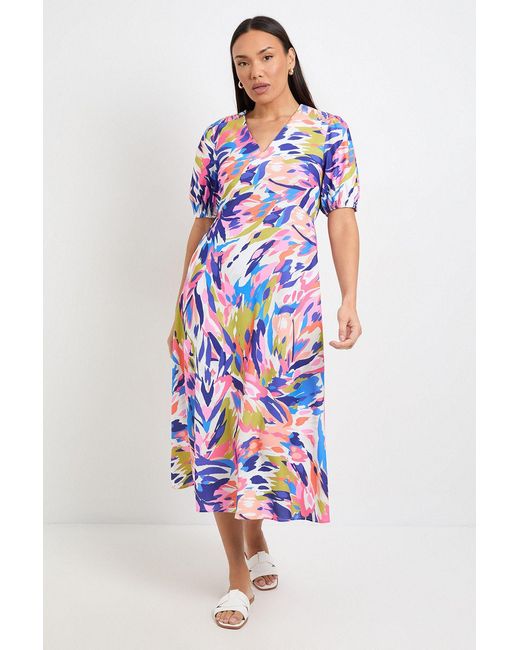Wallis White Abstract Ruched Midi Dress