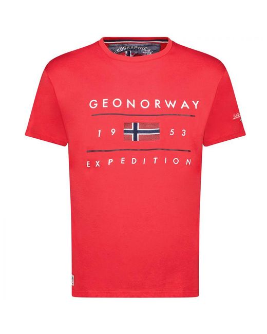 GEOGRAPHICAL NORWAY Herren-kurzarm-t-shirt Sy1355hgn in het Red voor heren