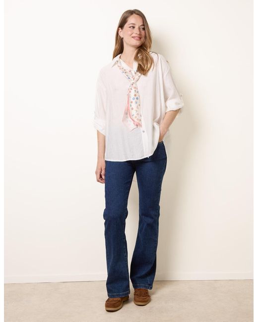 Blue Vanilla White Scarf Viscose Crinkle Shirt