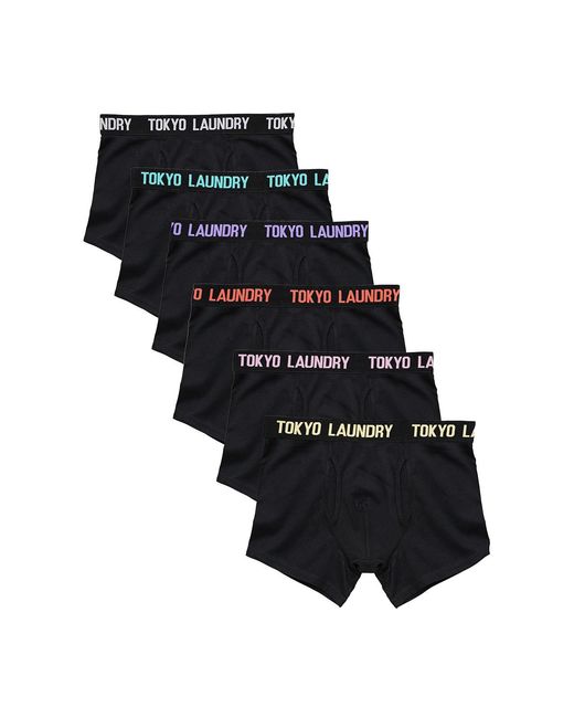 Tokyo Laundry Black 6-Pack Cotton Boxers for men