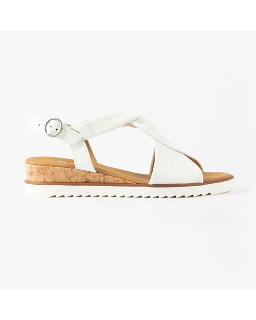 Gabor White Rich Sandals Leather