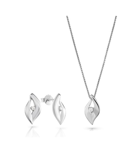 Orphelia Metallic 'Milan' 925 Sterling Set: Chain-Pendant + Earrings