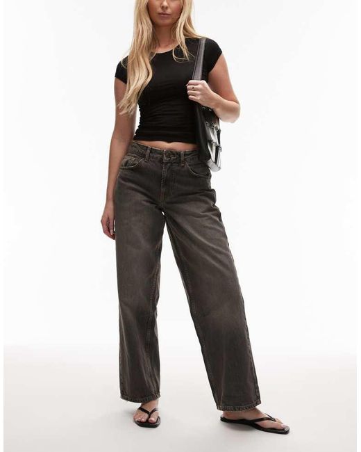 Topshop Hourglass Black Cinch Low Rise Relaxed Jean
