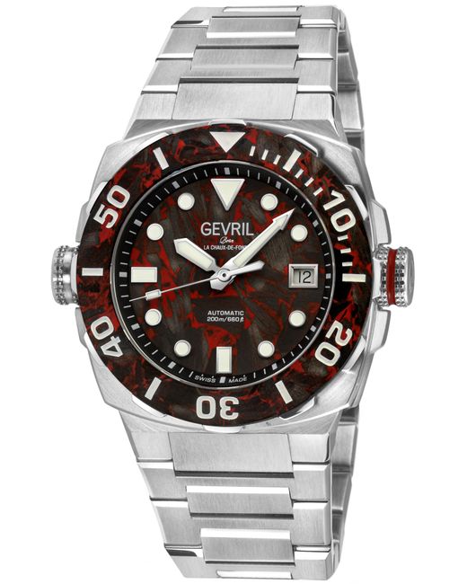 Gevril Gray Fortuna 316L Stainless Steel Case, Carbon Bezel, Dial, Bracelet for men