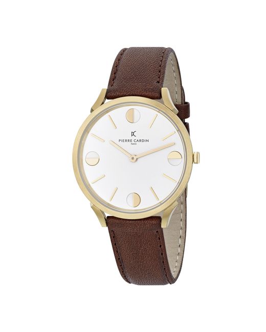Pierre Cardin White Pigalle Half Moon Watch Cpi.2012 Leather