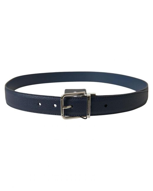 Dolce & Gabbana Blue Metal Buckle Leather Belt for men