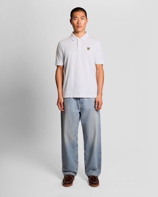 Lyle & Scott White Jacquard Tipped Polo Shirt for men