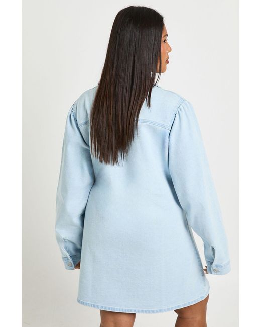 Boohoo Blue Plus Denim Wrap Dres